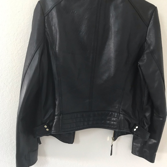 Boston Proper black soft leather moto jacket - Picture 4 of 5